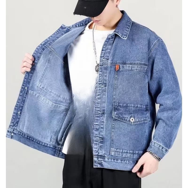 Jaqueta jeans masculina primavera outono na moda solta Casual americano macacão jaqueta meninos roupas superiores 2026 n
