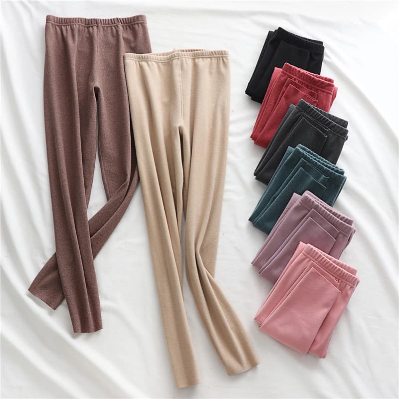 Calças térmicas sem costura de veludo alemão mulheres outono inverno cintura alta mais veludo engrossado Leggings magros