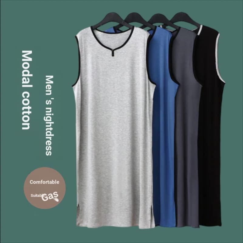 Camisola masculina verão solta tamanho grande vestido Modal Casual casa roupão longo pijamas Homewear