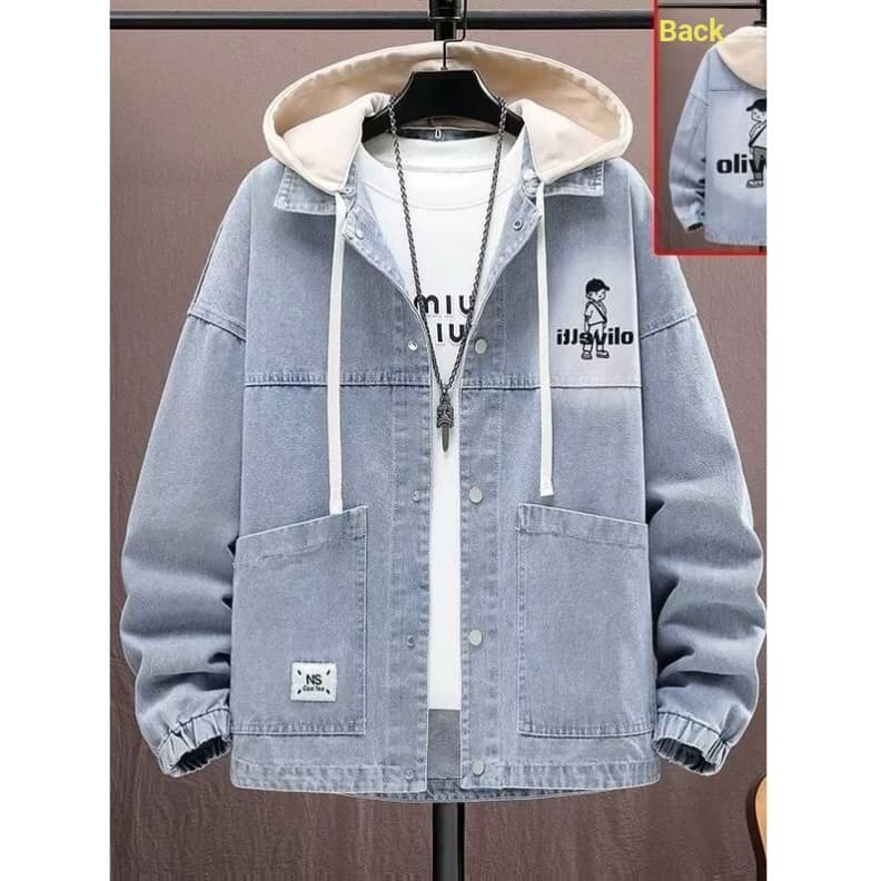 2026 primavera novo estilo com capuz destacável jaqueta jeans masculino juventude estudantes do ensino médio jaqueta de