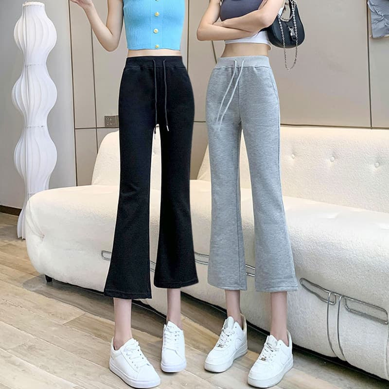 Cinza Micro-queimado calças esportivas femininas verão estilo fino 2026 novo estilo cintura alta mais magro olhar pequen