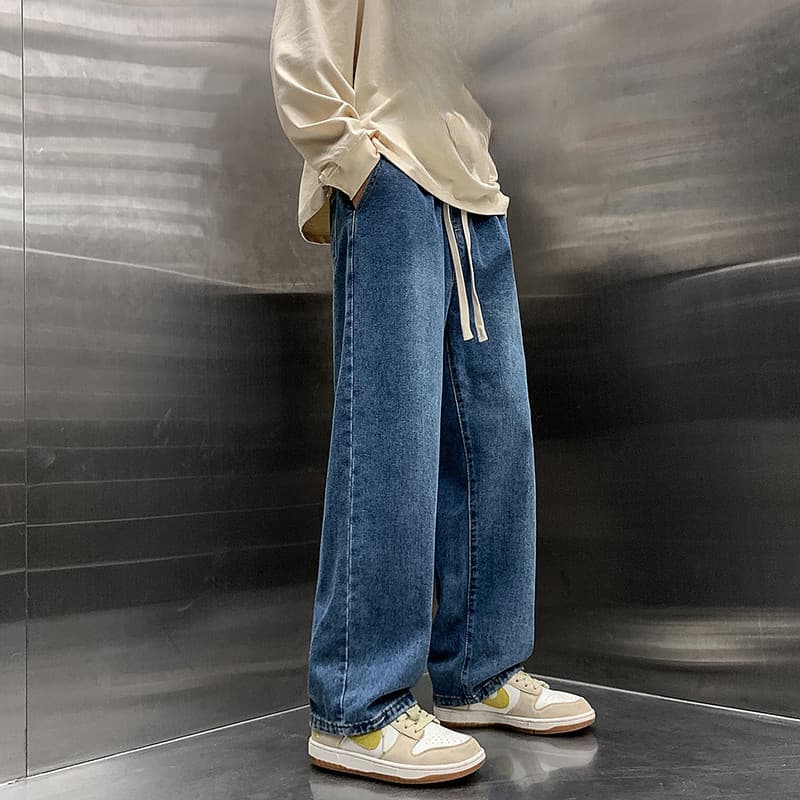 Guangzhou Shintang Denim calças masculinas 2026 novo estilo primavera outono solto Casual All-Match cintura elástica est
