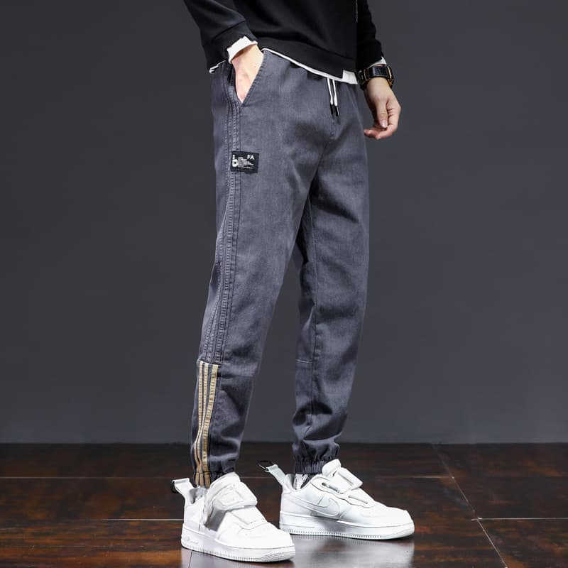 Calça de moletom masculina primavera outono versão coreana na moda calças de fechamento calças compridas Street Wear sol