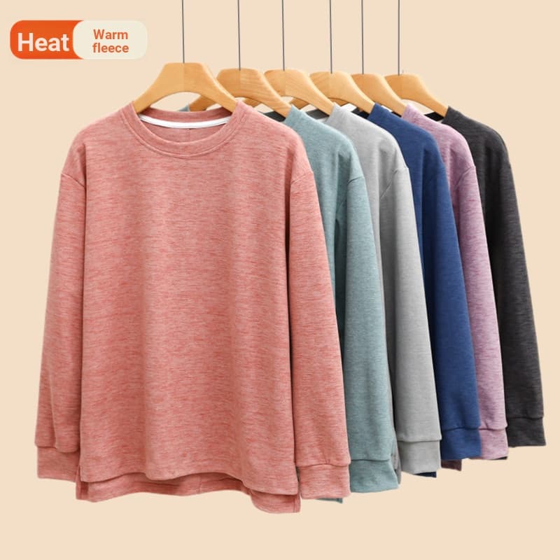 Novo estilo alemão veludo manga comprida camiseta feminina outono inverno solto velo casa topo tamanho grande