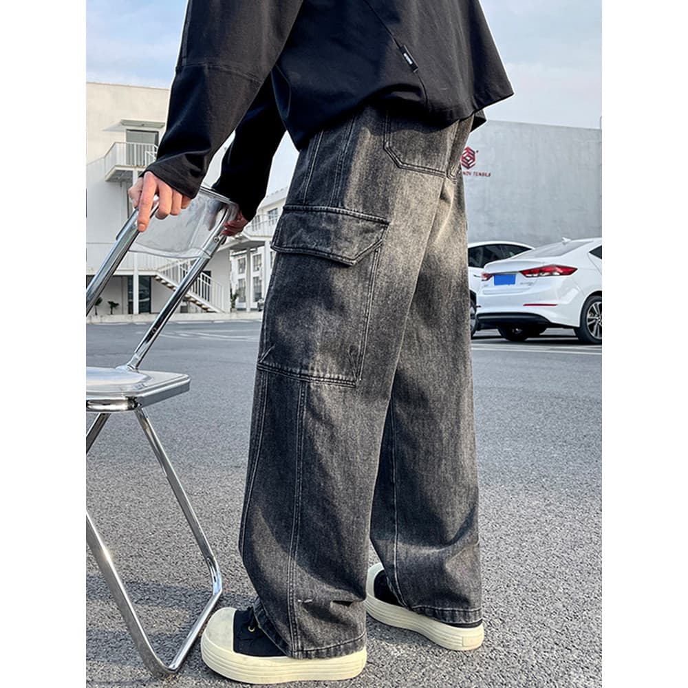 Macacão Jeans masculino americano meninos soltos adolescentes calças retas calças masculinas novo estilo outono calças c