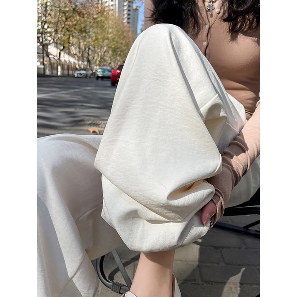 Gelo seda leite Fu Yamamoto calças femininas verão 2026 novo estilo cintura alta Drape Casual pequeno em linha reta lega