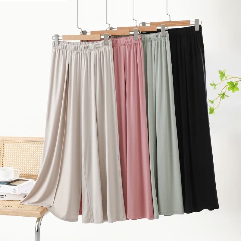 Primavera verão novo estilo calças de perna larga feminino solto plissado mais magro olhar calças casuais Culottes Modal