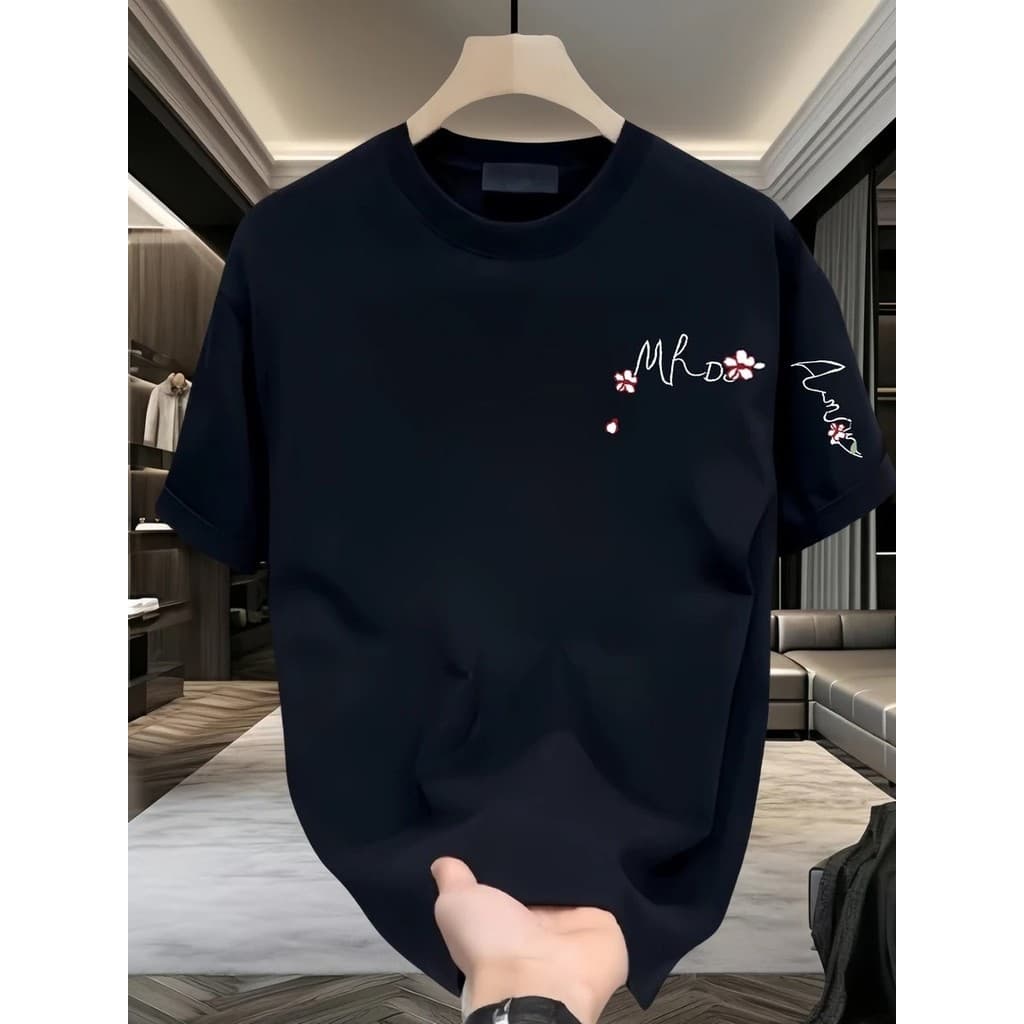 Camiseta de algodão puro Street Wear masculino verão camiseta topo High-End de manga curta camiseta masculina novo estil
