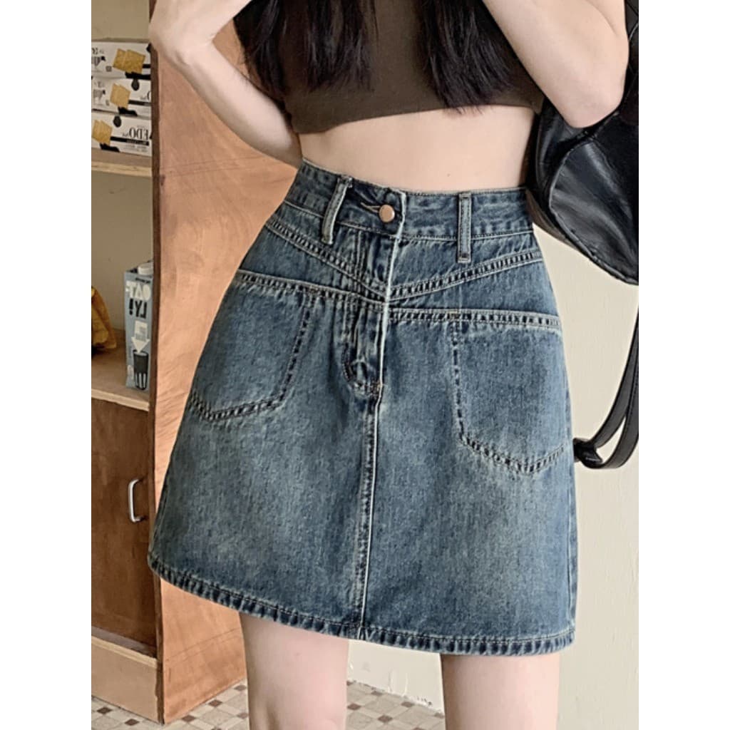 Retro Denim saia feminina outono inverno novo estilo Design sentir cintura alta mais magro olhar Anti-reflexo menina que