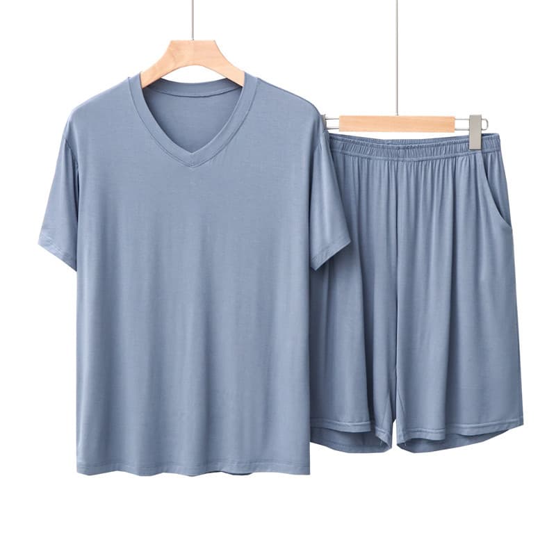 Masculino verão Modal pijamas calças de pijama terno Casual pode usar fora Shorts de manga curta Loungewear Plus Size te