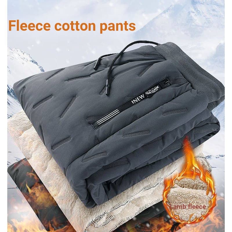 Calças de lã de cordeiro masculinas forro de lã de inverno engrossado impermeável à prova de vento calças de algodão juv