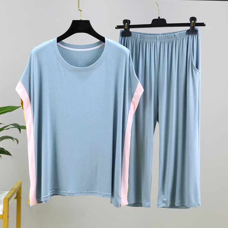 Modal manga morcego camiseta Shorts terno feminino verão solto tamanho grande Loungewear fino manga curta pulôver pijama