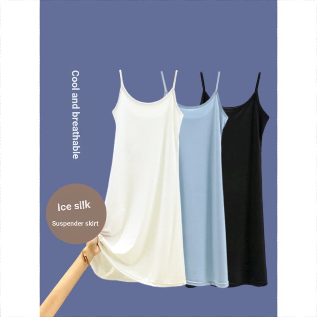 Seda gelo estilingue saia camisola feminina verão fino solto Homewear pijamas vestido interior Casual saia longa Base sa