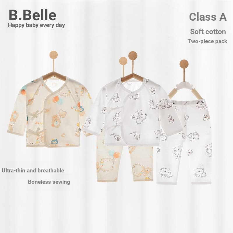 Belle bebê verão respirável terno Ultra-fino roupas de casa do bebê puro algodão recém-nascido bonito roupas de ar condi