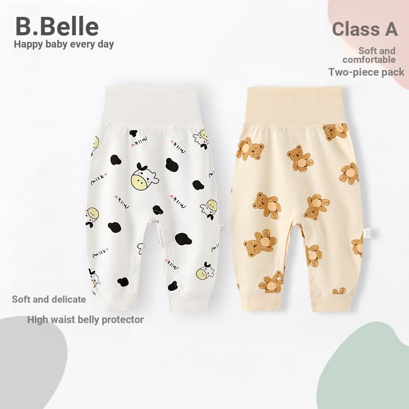 Belle bebê cintura alta calças de proteção da barriga primavera outono puro algodão Leggings Openable bebê calças compri