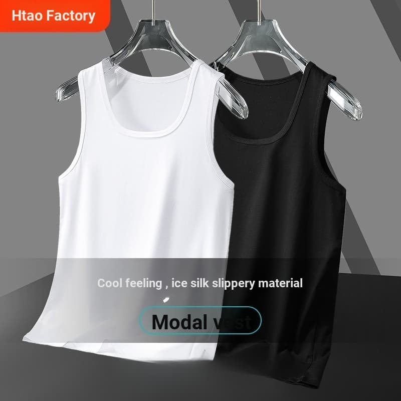 Camiseta de verão 2 Modal masculino compre um ganhe um grátis apertado Fitness sem mangas colete esportes colete de seda