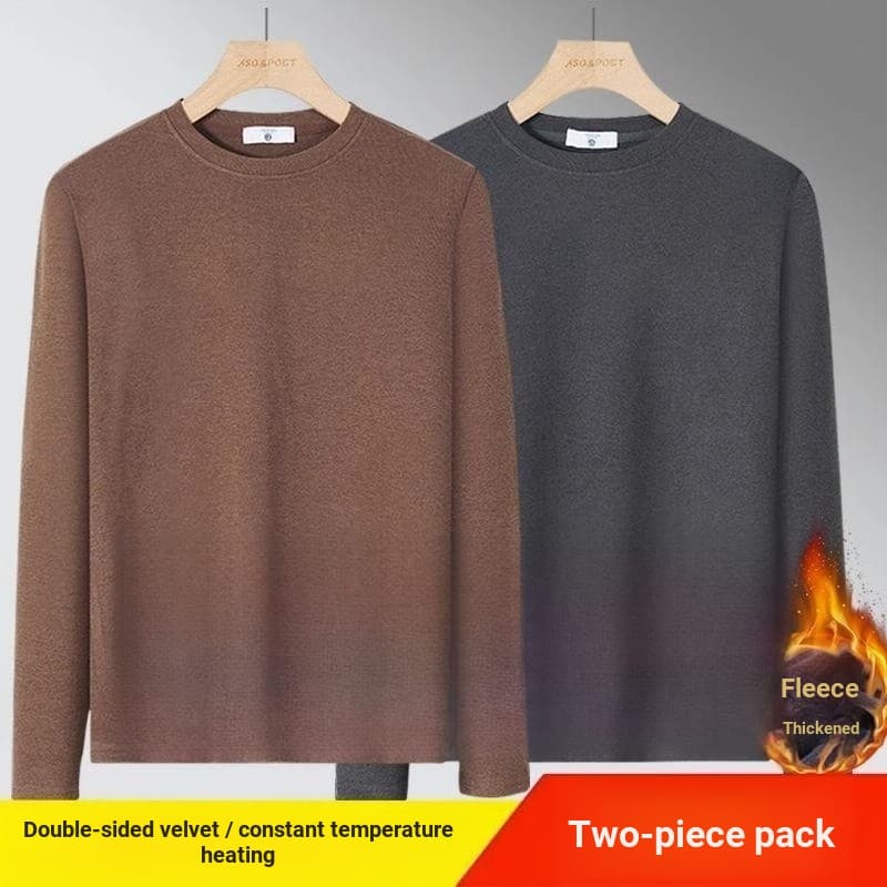 Outono inverno masculino dupla face alemão veludo camisa de fundo térmico pulôver térmico de manga comprida t @