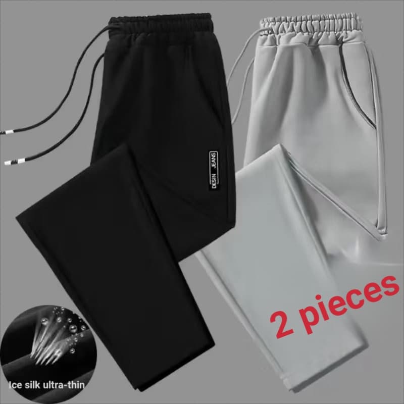 Oferta especial de fábrica calças masculinas de seda gelo Ultra-fino legal fino reto Sweatpants alta elasticidade tamanh