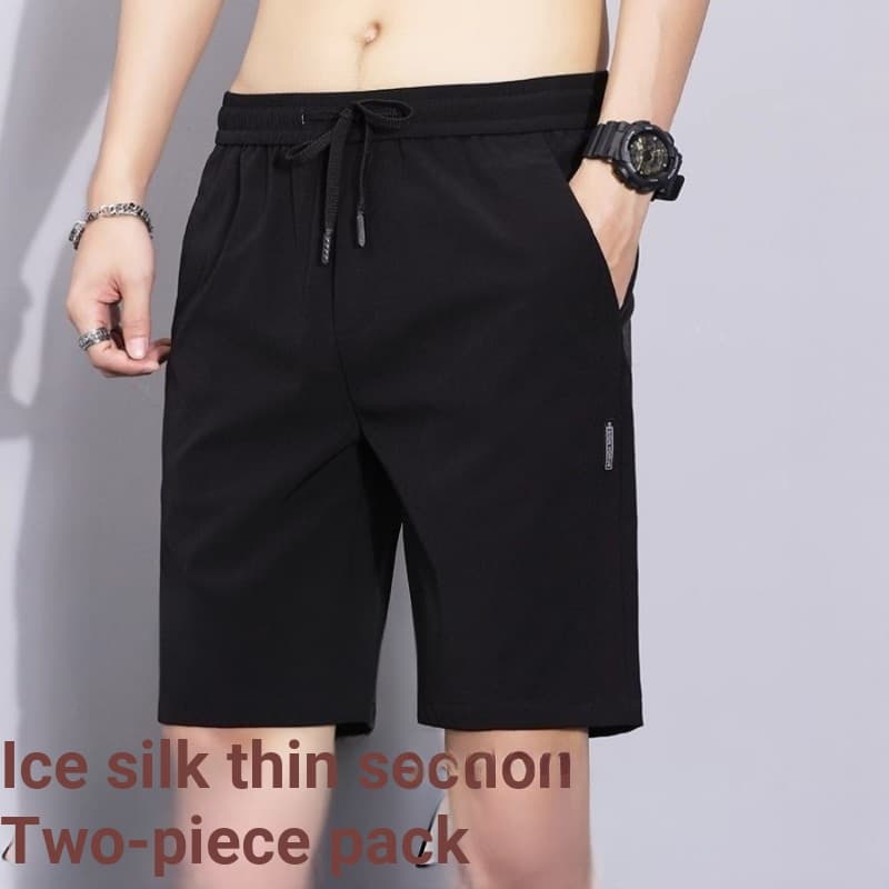 Shorts de seda gelo masculino verão estilo fino tamanho grande de secagem rápida Casual calças de cinco pontos exterior