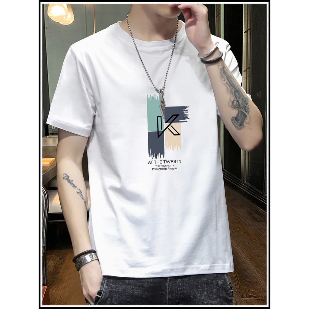 Camiseta Modal de manga curta masculina verão seda gelo Solona estiramento em torno do pescoço roupas meia manga puro al