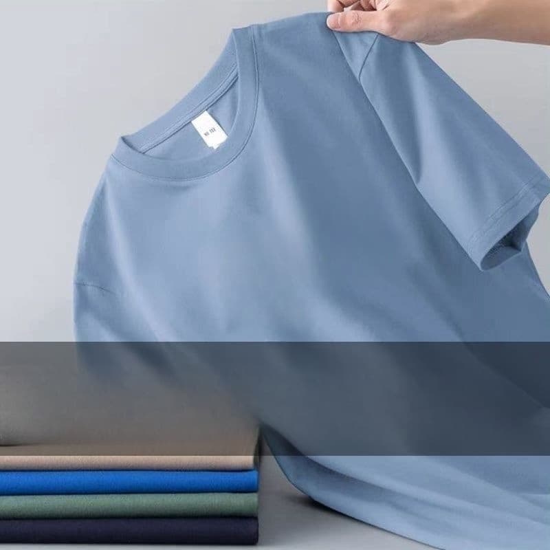 2024 novo estilo verão estilo fino gelo seda Casual manga curta masculino sensação legal tamanho grande solto camiseta d