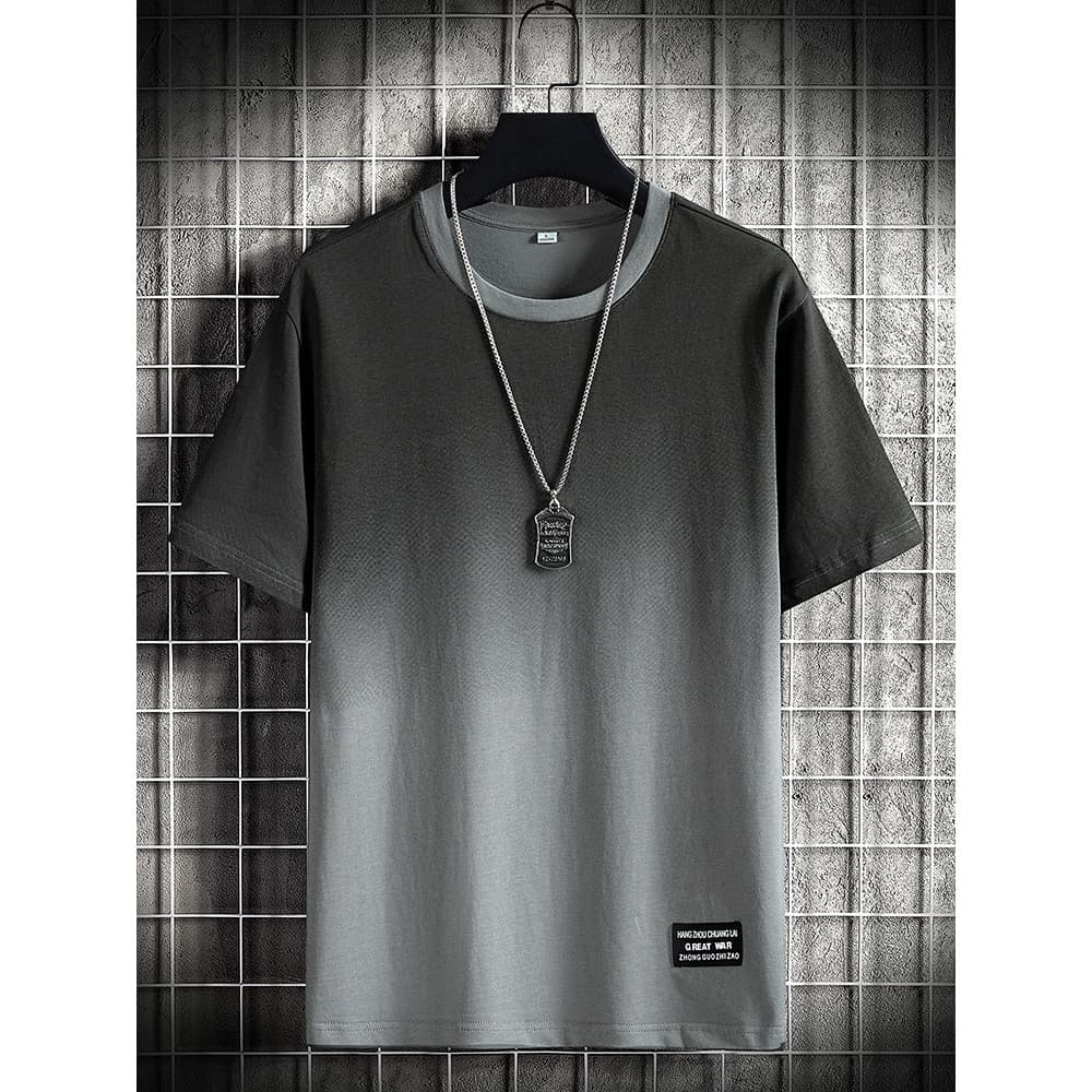 Camiseta de manga curta masculina roupas superiores puro algodão verão ins Street Wear costura All-Match solto gelo seda