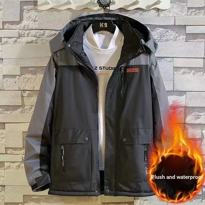 Jaqueta acolchoada de inverno masculina forro de lã jaqueta espessada jaqueta acolchoada masculina Casual solta impermeá