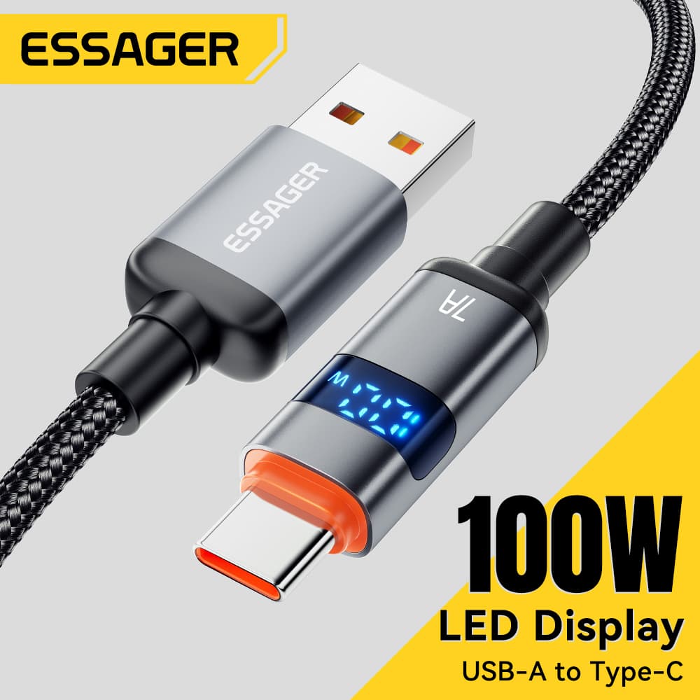 Cabo Essager 100W Tipo C para Tipo C 5A Cabo de Carregamento Rápido PD USB C para USB C Display para Macbook Laptop
