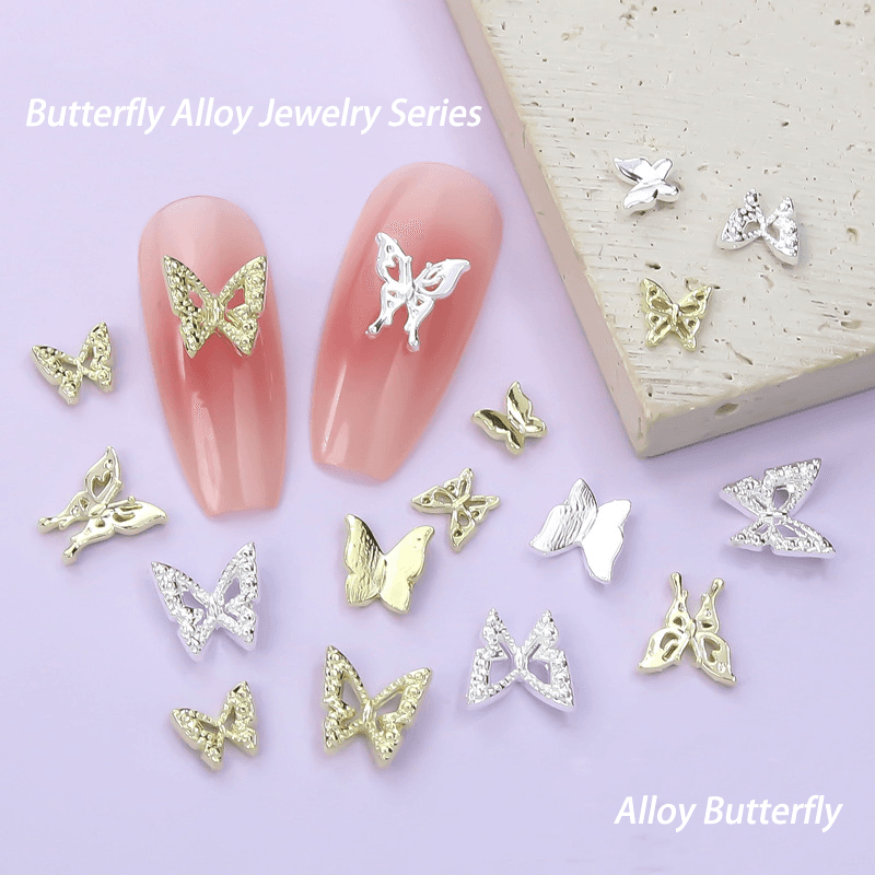Influenciador manicure borboleta jóias liga de Metal tamanho decoração de unhas diy acessórios de manicure