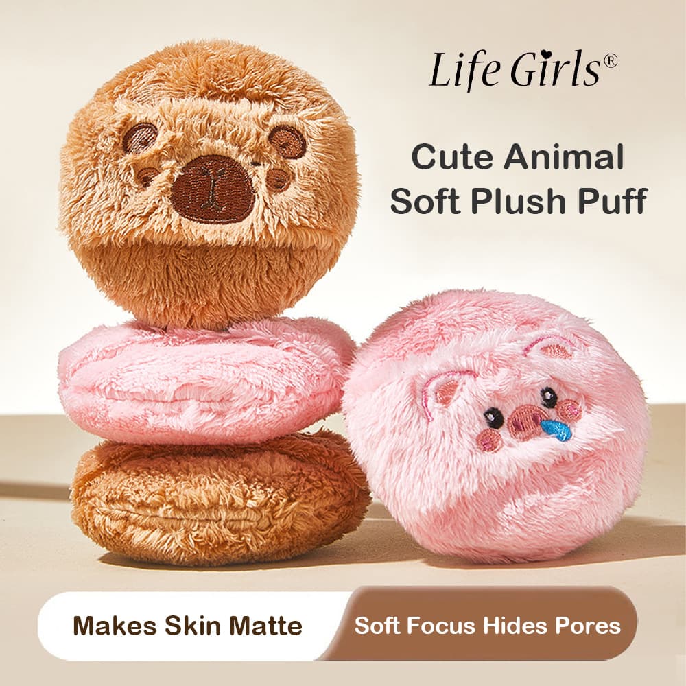 Gecomo Bear Long Velvet Maquiagem Pó Puff Sem Blush Configuração Reunindo Almofada De Ar De Pelúcia