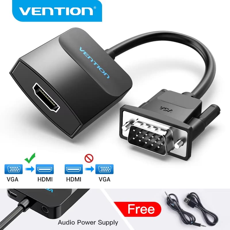 Vention Cabo Conversor VGA para HDMI 1080P AV Analógico para Adaptador Digital com Áudio para PC Projetor