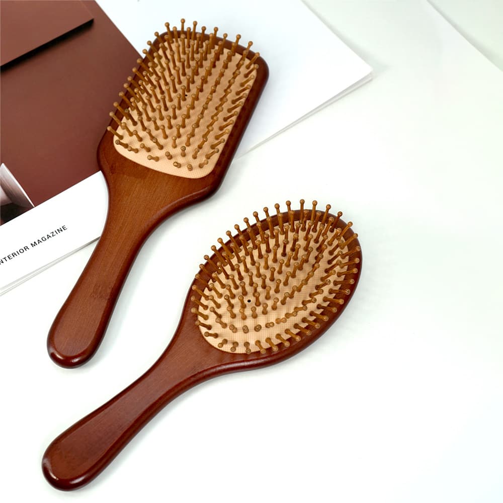 Novo pente de bambu - escova de madeira antiestática e massageadora com almofada de ar para cabelos lisos.