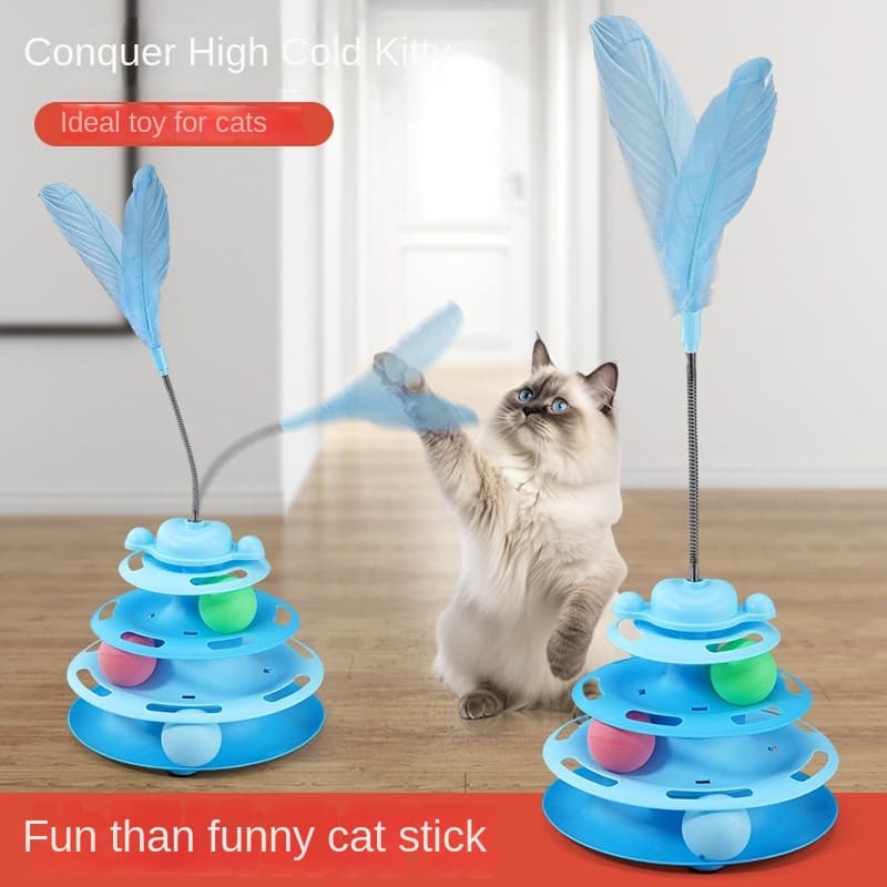 Torre Interativa De Bola Para Gatos De 4 Camadas – Brinquedo Divertido De Entretenimento Animais De Estimação Gatinhos E