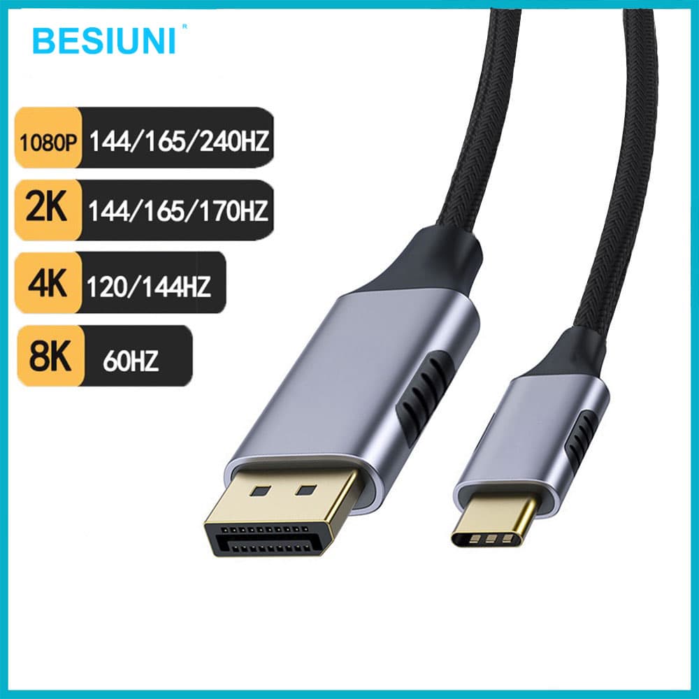 Cabo USB C para DisplayPort 1.8m, Tipo C 3.1 para DisplayPort 1.4, compatível com Thunderbolt 3 8K DP, para