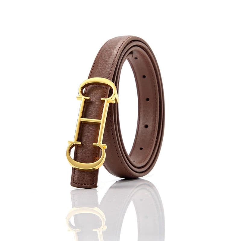 Cinto De Couro De Vaca De Duas Camadas De Alta Qualidade Ajustável Com Fivela H Para Mulheres Vestido Formal Casual