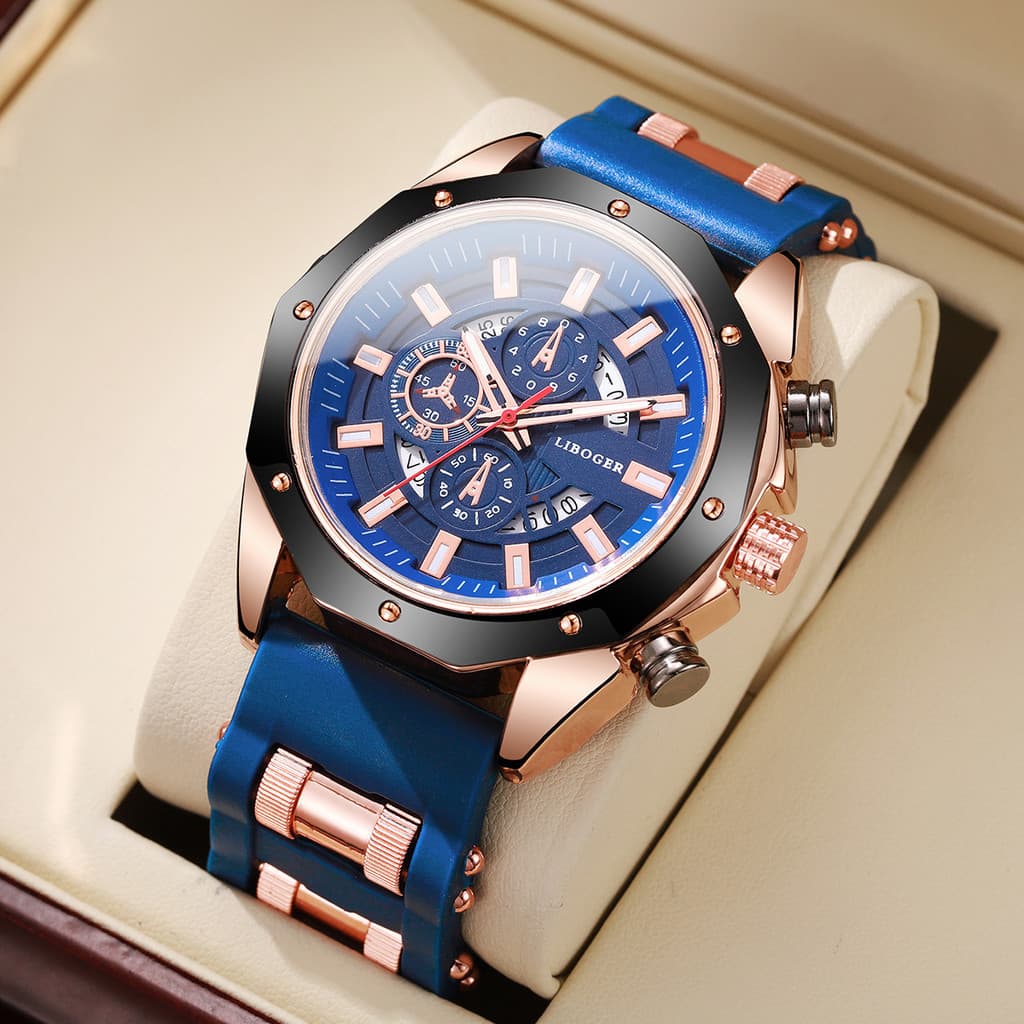 Relógio Esportivo Masculino Moderno-De Quartzo Com Pulseira De Silicone Calendário De Data Para O Homem