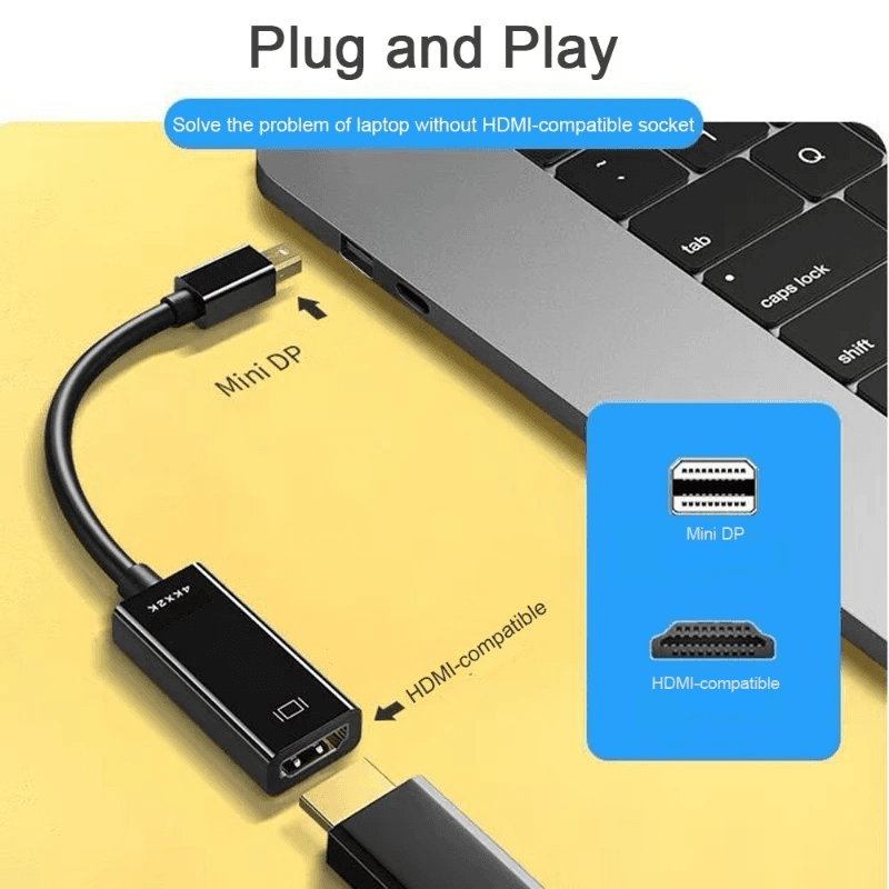 Novo Adaptador Mini Display Port para HDMI Fêmea Compatível com HDTV Conversor 4K/1080P para MacBook PC