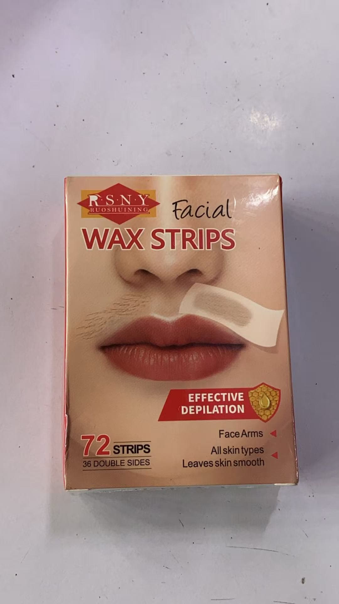 72 unidades de Tiras de Cera Facial, Papel Removedor de Pelos sem Dor, Cera Rápida para Papel para Pele Sensível,