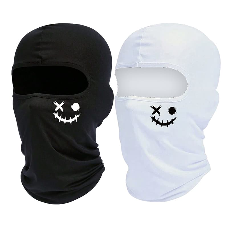 Máscara Face Full com Estampa Sorridente para Esportes ao Ar Livre, Balaclava Moderna, Proteção Solar, Malha Respirável,