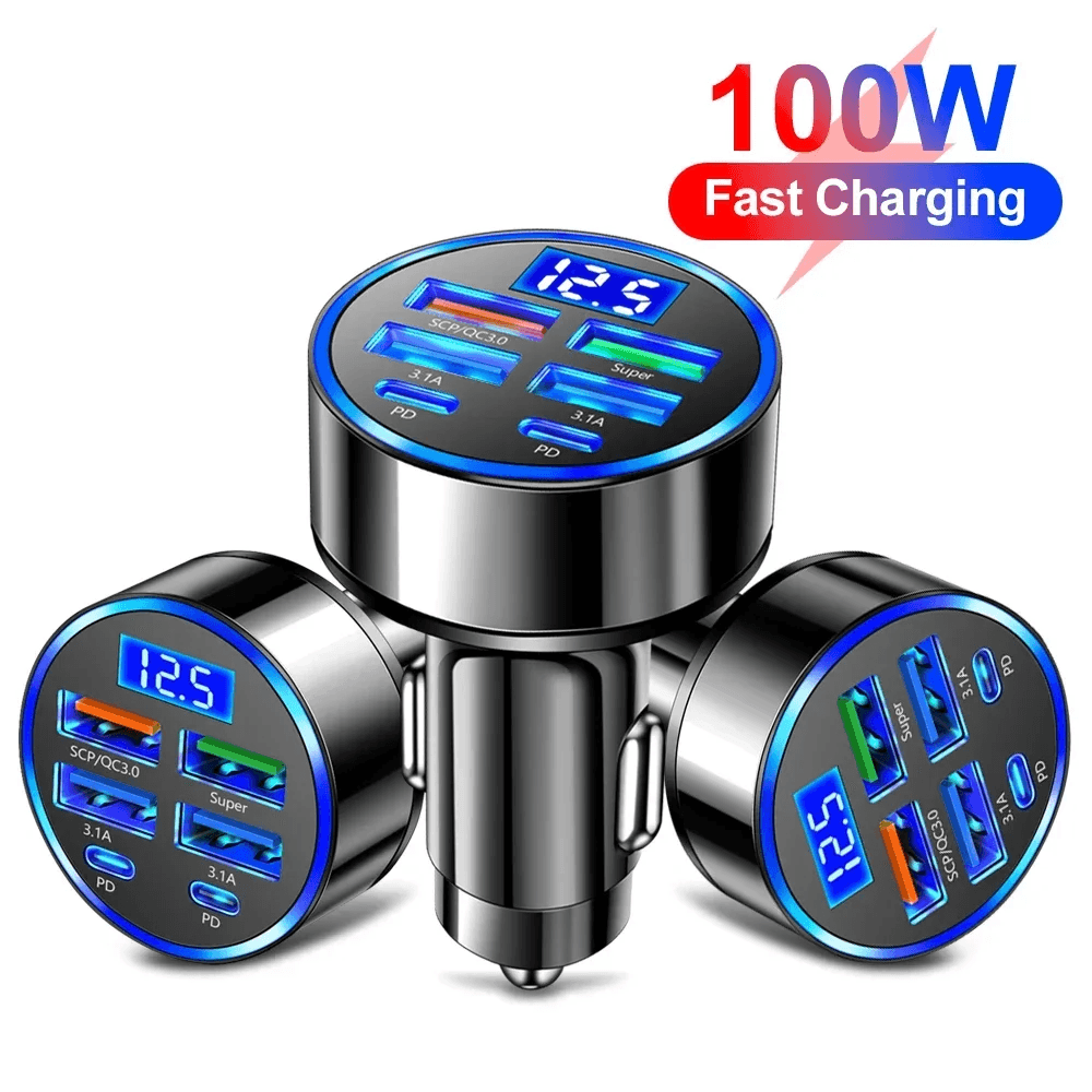 6 Portas Carregador De Carro Carregamento Rápido PD QC3.0 USB C Telefone Tipo Adaptador No Para IPhone