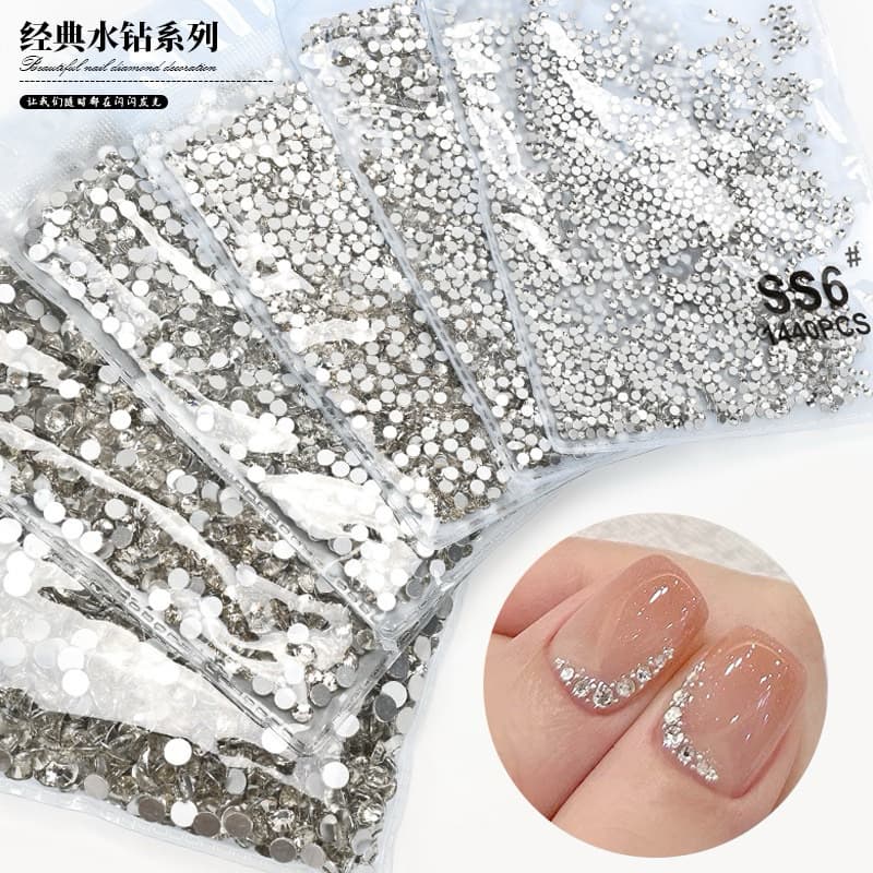 Cristais coloridos 1440PCS para unhas e artesanato, strass transparentes para nail art e decoração.