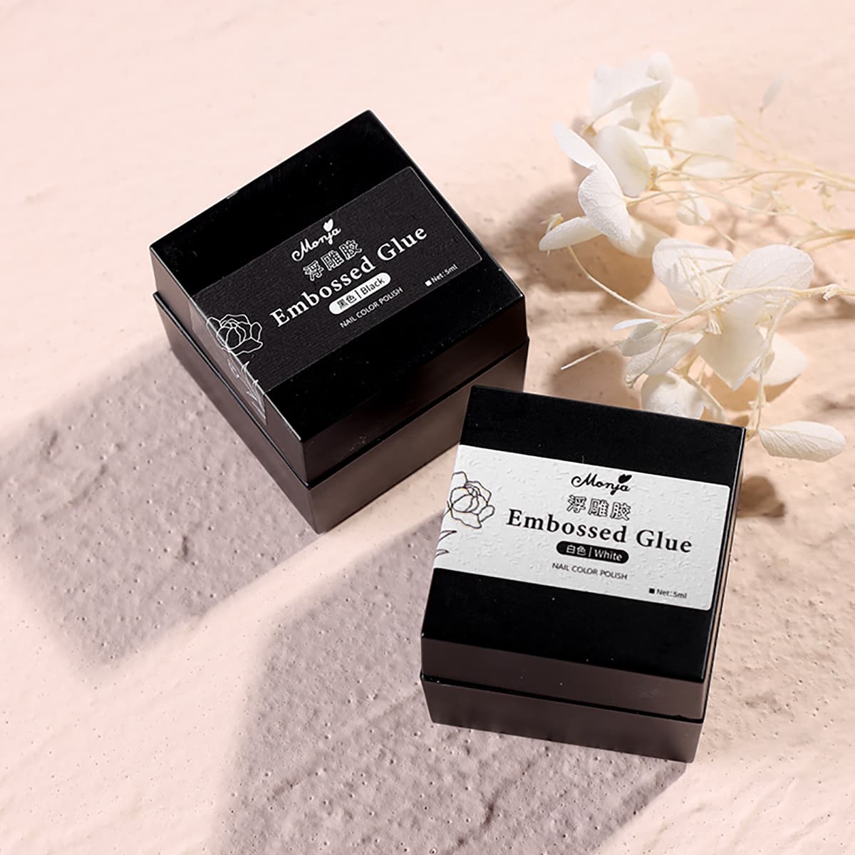 Monja Gel de Unhas 5ml 3D Pintado em Relevo Preto e Branco para Arte em Unhas, Gel para Desenho, Ferramenta de Manicure.