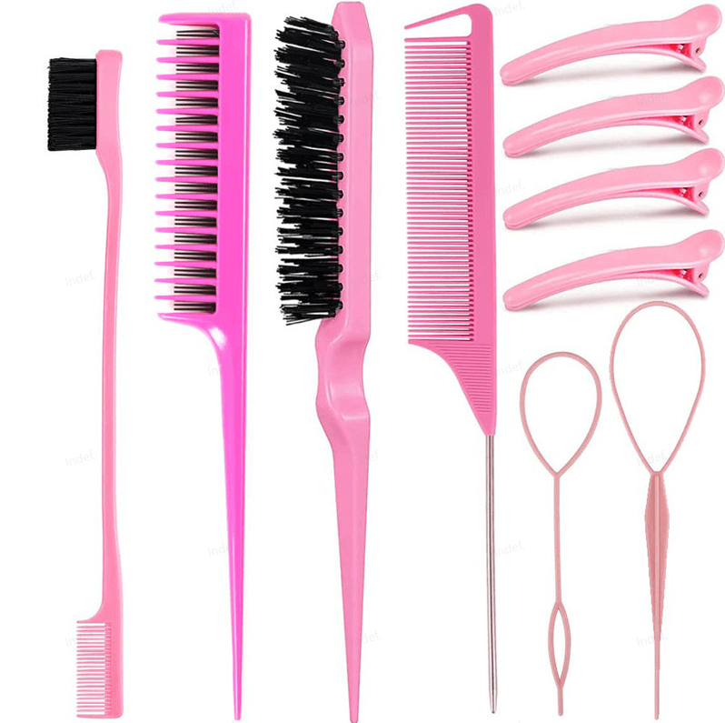 WANMEI Escova De Sobrancelha De 10 Peças , Pente De Cabelo , Ponta De Agulha De Aço Cauda , Ferramentas De Cabeleireiro