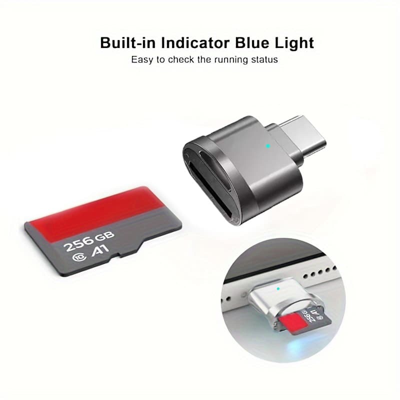 Mini Leitor De Cartão TF/SD Móvel Tipo C OTG Para Huawei iPhone 15 Plus Pro Max Android