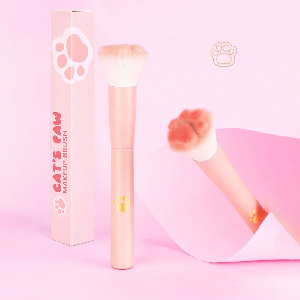 Pincel De Blush De Pata De Gato Com Caixa De Armazenamento , Ferramentas De Maquiagem Profissionais Para Todos Os Tipos