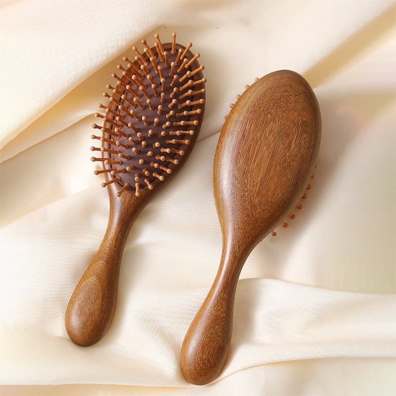Escova De Cabelo De Sândalo Sólido – Pente Com Almofada De Airbag Para Desembaraçar E Massagem Calmante No Couro Cabelud