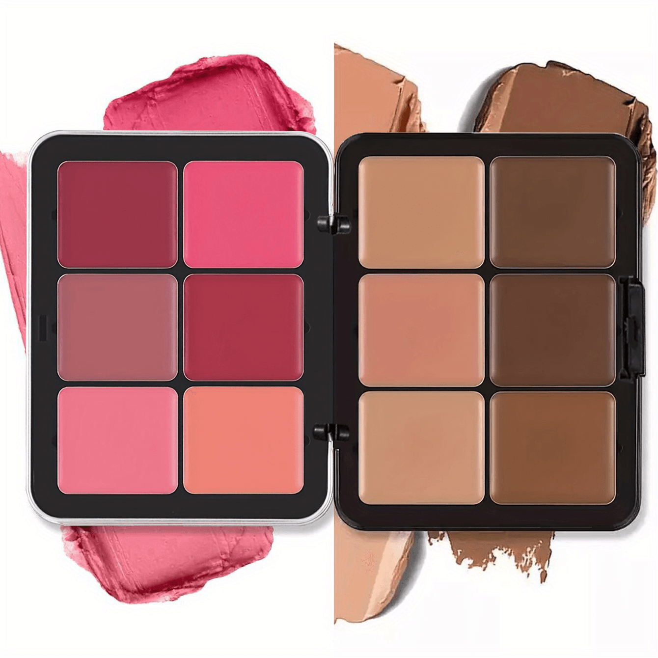 Novo palette de corretivo, blush e contorno em 12 cores escuras para cobrir imperfeições e definir o contorno.