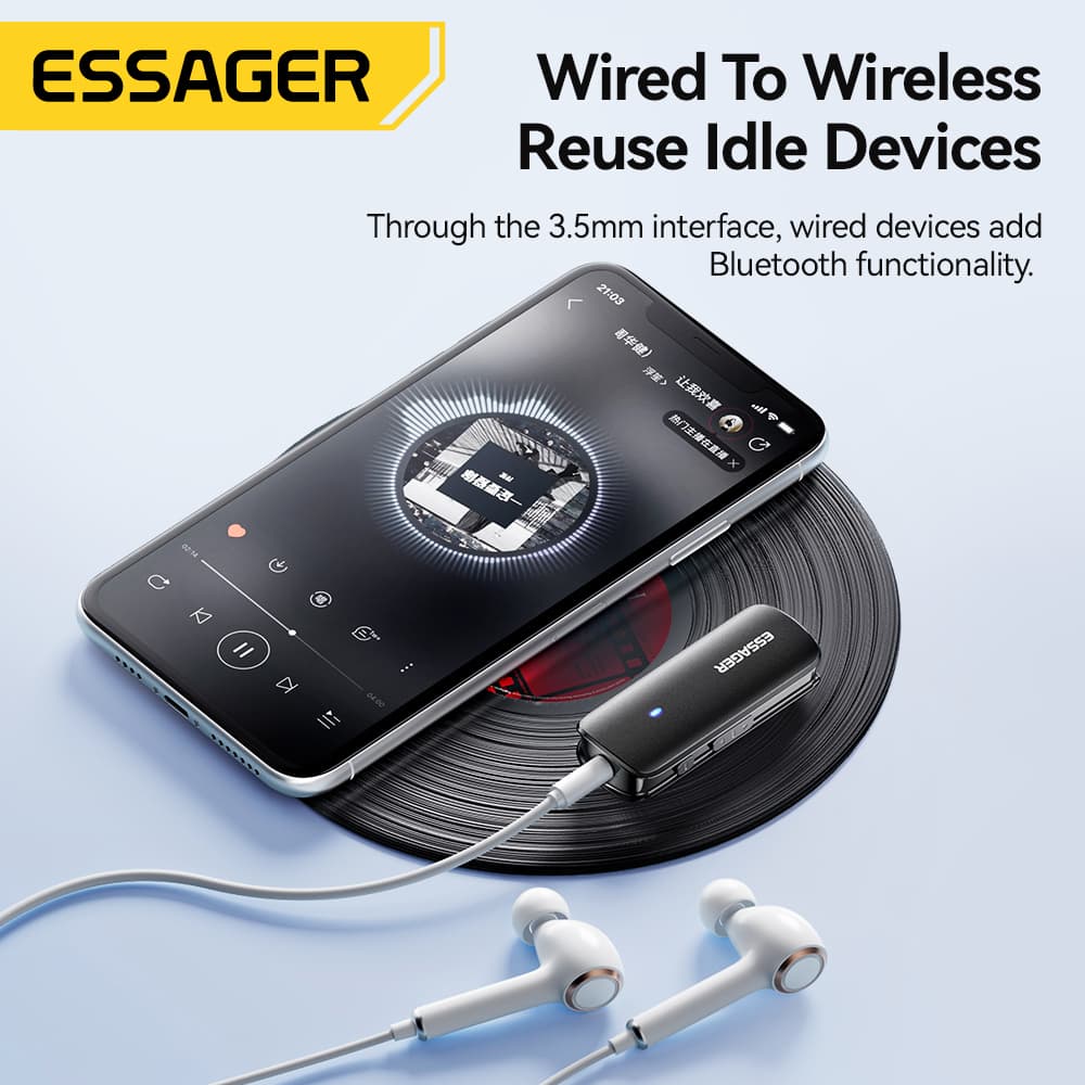Essager Adaptador Multifuncional Bluetooth 5.3 Tipo C 3.5mm Cabo de Áudio TF Suporte de Slot para MobiIe Phone e PS5