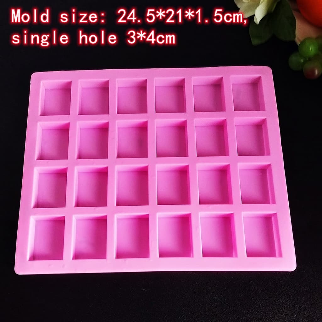 Novo 1pc 24 Pequenos Moldes de Silicone Quadrados para Chocolate, Aromaterapia, Gesso, Sabonete Artesanal e Cubos de