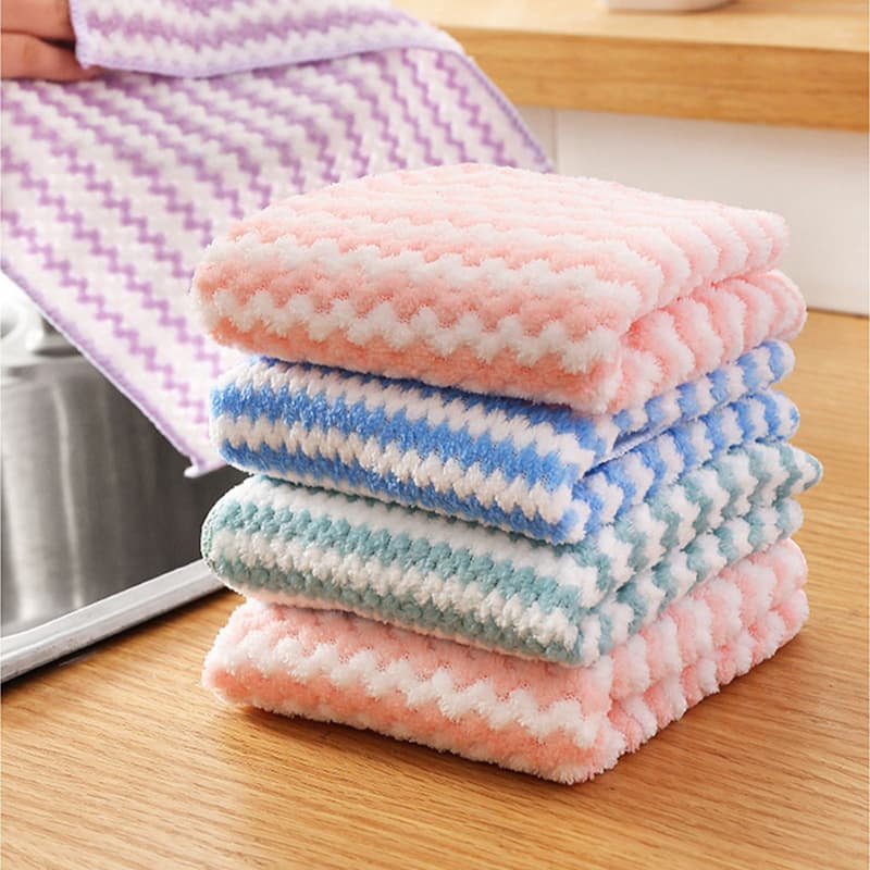 Pano de limpeza de microfibra e toalha de cozinha reutilizável Pano de prato de alta absorção de água 25 cm x 25 cm (pac